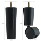 Conjunto Pés de Cama 13cm 4 Pés Fixos e 4 Pés com Rodízio Preto